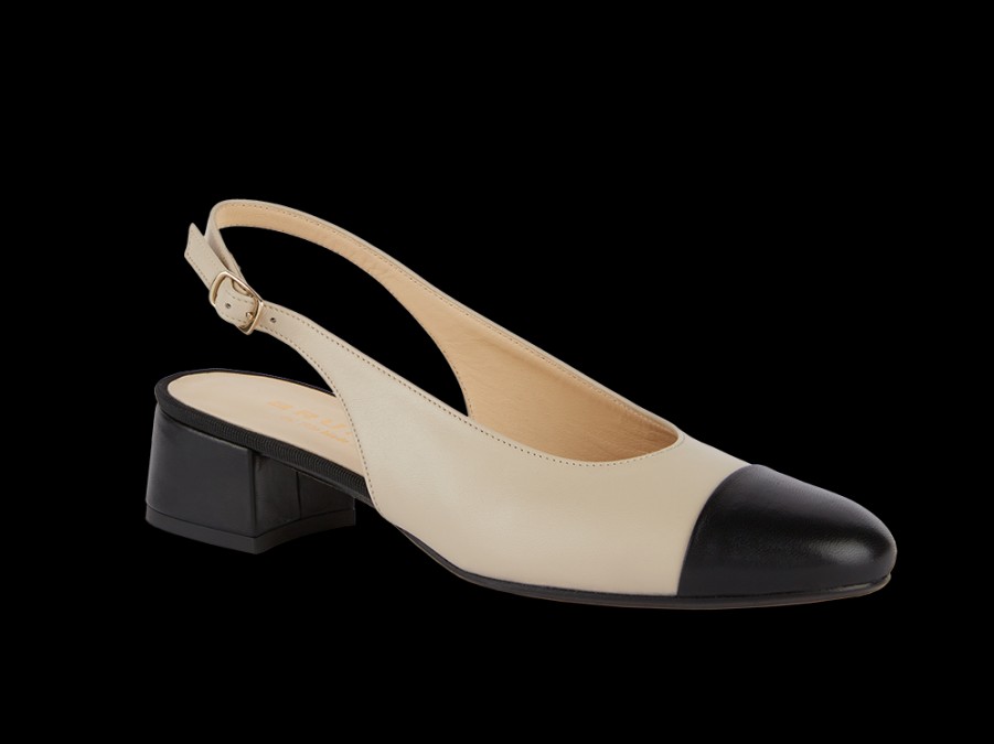 Hot Slingback Beige Con Punta Nera